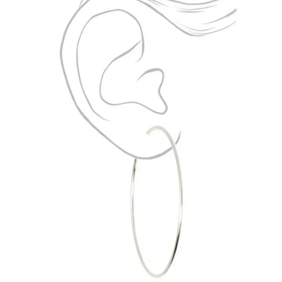 Claire's Oversized Silvertone 4" Earrings. JM15 - Picture 1 of 2